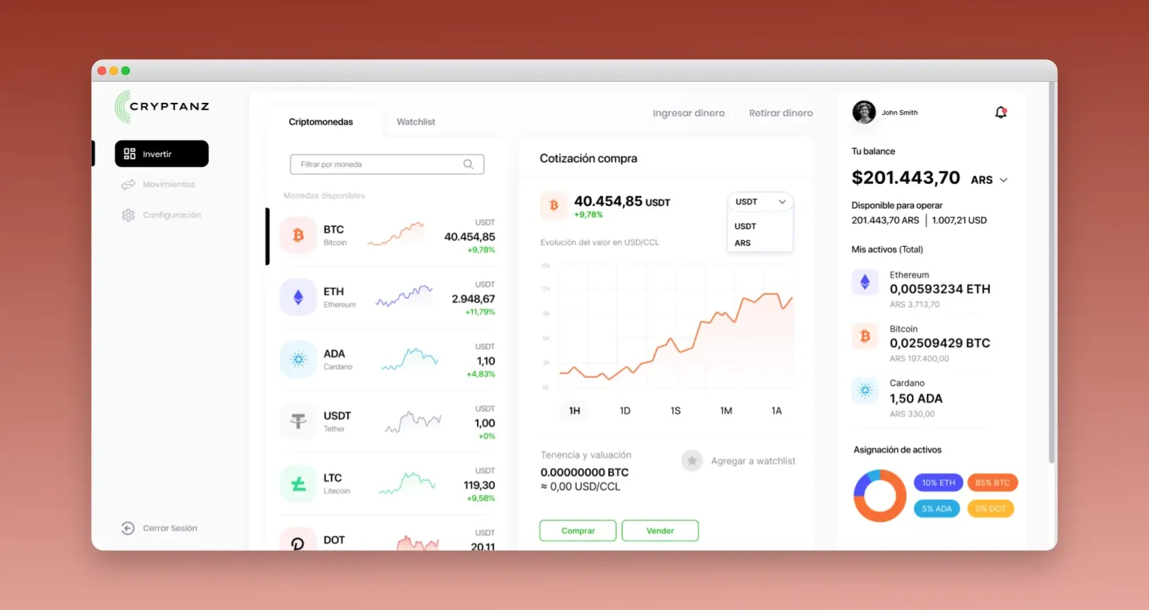 Crypto exchange application